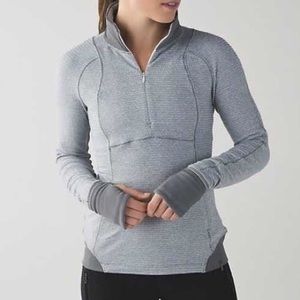 Lululemon Runderful half zip light gray top